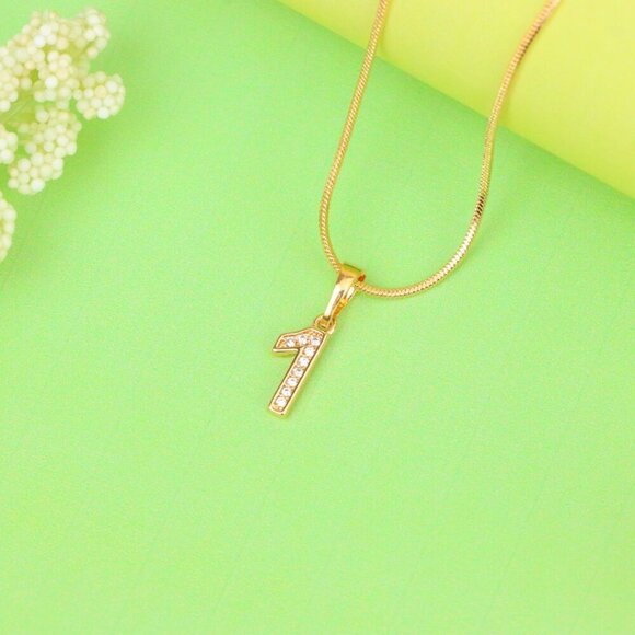 "Rose Gold Number 1 Pendant with Crystals – 18K Gold Plated Charm, XPPT1341 - Picture 10 of 13